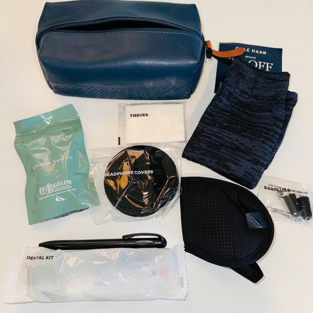 Cole Haan American Airlines Business Class Amenity Kit with Leather Zipper Pouch - Picture 1 of 7